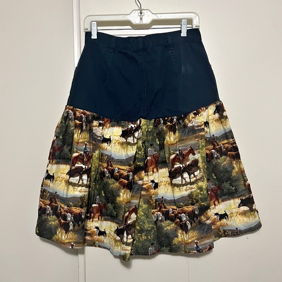 Vintage Upcycled Western Print Skirt M - Picture 2 of 6